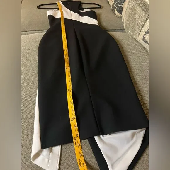 Elizabeth and James Shylen Asymmetrical Midi Dress in Black & White Sz 0 - Picture 14 of 15